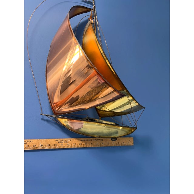 Mario Jason Mid Century Modern Sailboat Brass Wall Sculpture c.1970s This boat really makes a statement! Fabulous mid...