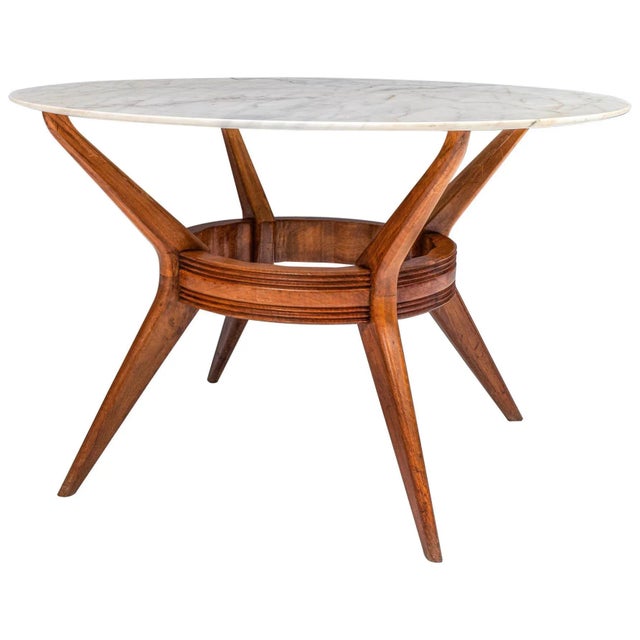 White Italian Dining Table in Marble and Wood by Ariberto Colombo, 1950s For Sale - Image 8 of 8
