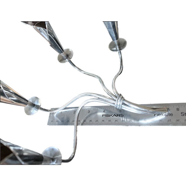 20th Century Hans Jensen Denmark Calla Lily Four Arm Silver Mid-Century Modern Candelabra For Sale - Image 9 of 9