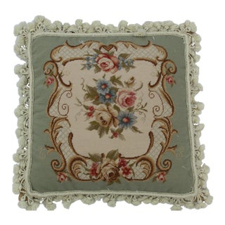 French Traditional Wool Pedi Point Down Pillow With Loop Fringe and Cotton Tassels For Sale