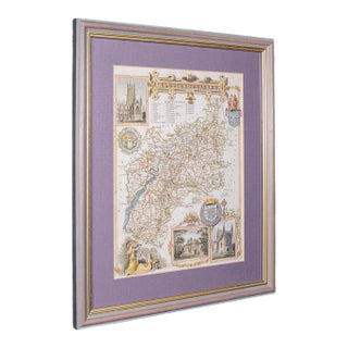 Antique County Map, Gloucestershire, English, Framed, Thomas Moule, Victorian For Sale