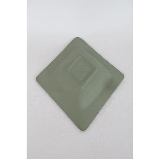 Wedgwood Green Jasperware Diamond Shaped Trinket Ring Dish Made in England 4981b For Sale - Image 9 of 13