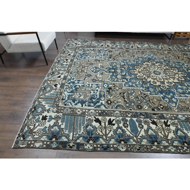 1970s Vintage Persian Handmade Wool Cotton Area Rug For Sale In San Francisco - Image 6 of 11