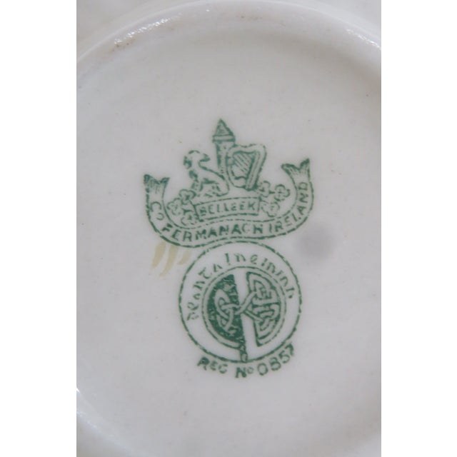 Mid 20th Century Mid 20th Century Belleek Ireland Porcelain Sugar and Creamer Pair Yellow Ribbon Pattern 4484b For Sale - Image 5 of 16