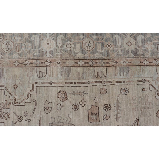 Finely Made Tabriz Design Rug in a Soft Taupe Field and Accents in Brown 8'9 X 11'7 For Sale In Atlanta - Image 6 of 11