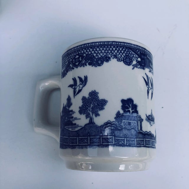 English Vintage Buffalo China Blue Willow Coffee / Tea Mugs S-4 For Sale - Image 3 of 5