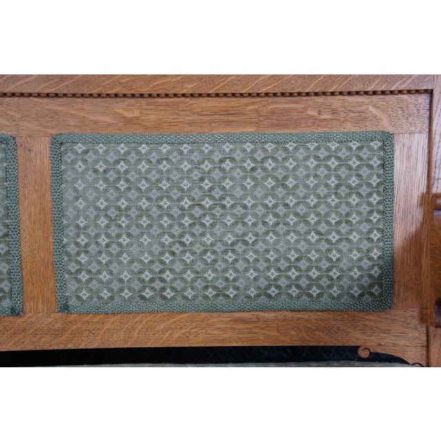 Antique Victorian American Empire Quartersawn Oak Carved Settee Bench Loveseat For Sale - Image 6 of 18