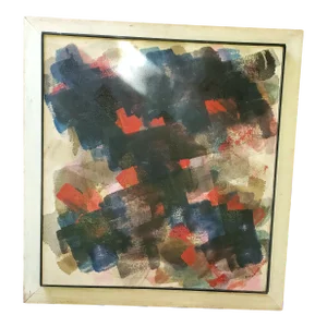 Vintage 1950's Signed Abstract Expressionist Painting, Framed