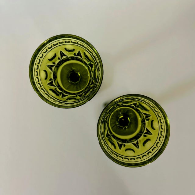 1970s Vintage Colony Glass Park Lane Green Water Goblets- Set of 6 For Sale - Image 10 of 12