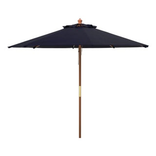 Cannes 11Ft Wooden Pulley Market Umbrella (No Tilt), Navy For Sale