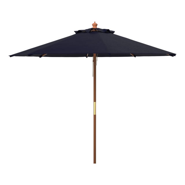 Cannes 11Ft Wooden Pulley Market Umbrella (No Tilt), Navy For Sale