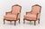 Pair of Louis XV Style Red and White Fabric Upholstered Walnut Bergeres For Sale - Image 4 of 13