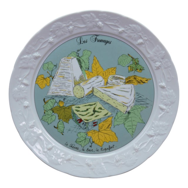 Gien France Les Saveurs Fromages Cheese Charger Plate Marie-Pierre Boitard 13" For Sale