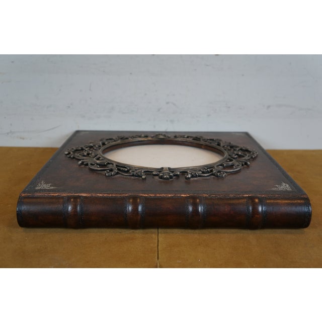 Late 20th Century Maitland-Smith Tooled Leather Wedding Photo Album Scrap Book For Sale - Image 6 of 12
