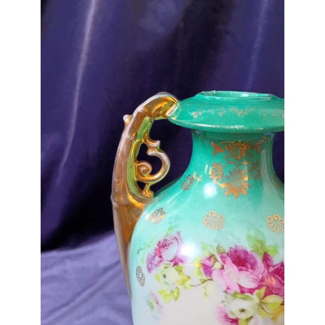 Antique White Antique Victorian Victoria Carlsbad Austria Portrait Vase, Victorian Art Nouveau Hand Painted Porcelain Urn, G M Asmann the Secret For Sale - Image 8 of 13
