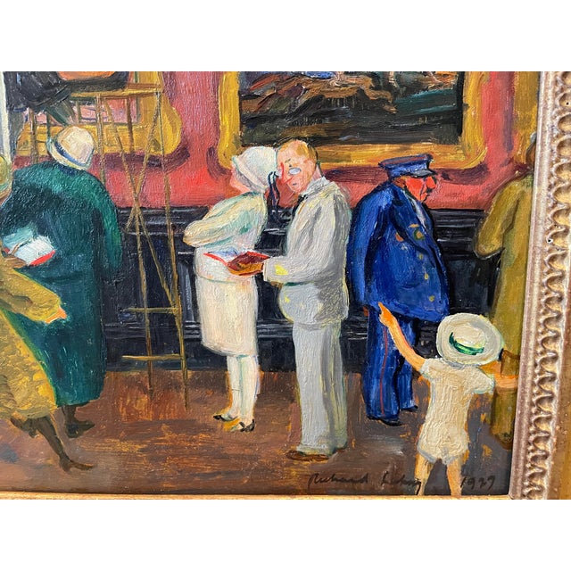 1927 Richard Lahey the Louvre Oil Painting For Sale - Image 4 of 10