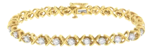10K Yellow Gold Plated Sterling Silver 1 cttw Diamond Link Bracelet (J-K Clarity, I1-I2 Color) - Size 7"