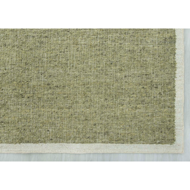 8x10 Natural Wool Jute Cream Green Solid Premium Rug For Sale - Image 12 of 17
