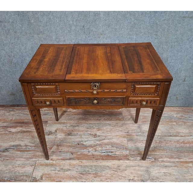 Louis XVI Walnut Dressing Table For Sale - Image 11 of 11