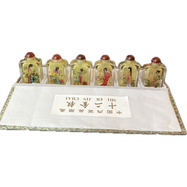 Art Nouveau Antique Dream Red Mansion Reverse Inside Painting Snuff Bottles Chinese Snuff Perfume Bottles- Set of 6 For Sale - Image 3 of 5