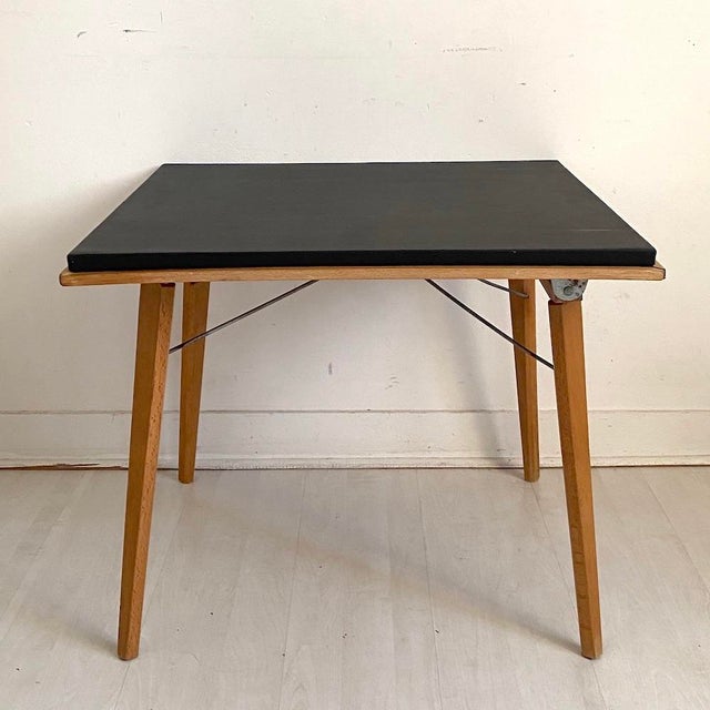Folding Coffee Table in Plideal Beech and Faux Leather, 1950s For Sale - Image 11 of 11