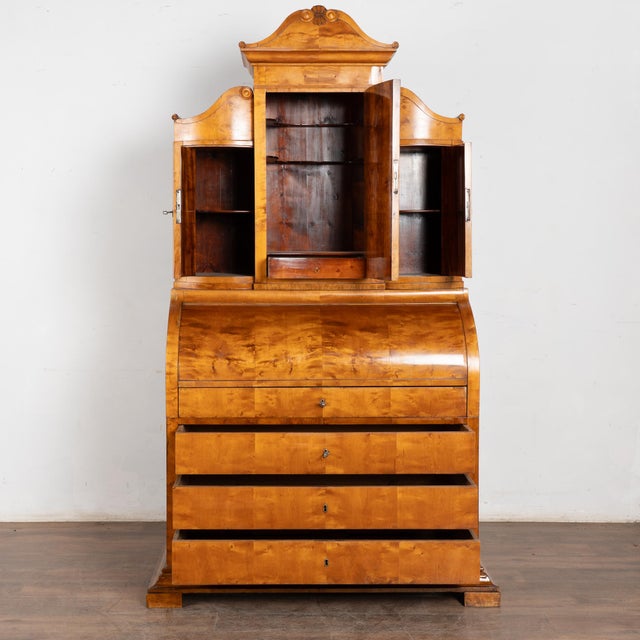 Mid-19th-century Danish Biedermeier secretary or "bureau" crafted in birch with a beautifully figured veneer. The upper...
