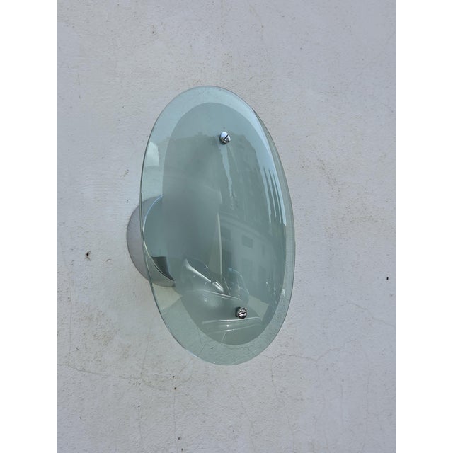 Concave Oval Wall Lights in Green Crystal from Cristal Art Torino, 1960s, Set of 2 For Sale - Image 3 of 14