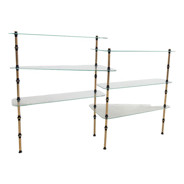 Vintage Bakery Display Shelf in Glass and Brass, 1950s For Sale