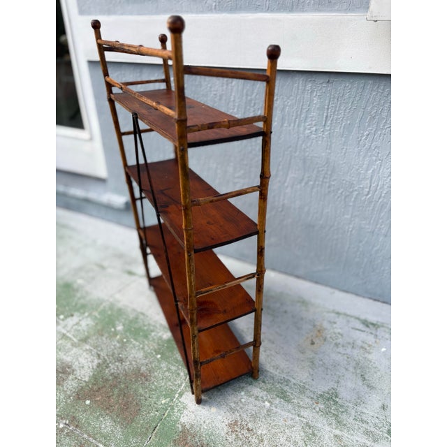 1920s 1920s Antique Burnt Bamboo Shelving Piece For Sale - Image 5 of 5