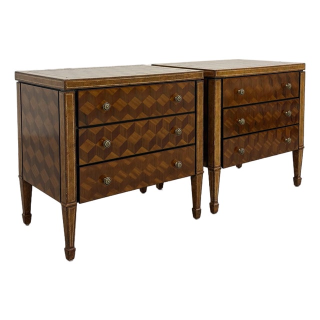 Vintage Maitland-Smith Marquetry Bedside Tables – Pair For Sale