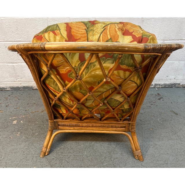 Vintage Ficks Reed Style Rattan Lounge Chair and Ottoman For Sale - Image 9 of 15