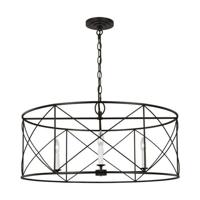 2020s Chapman & Myers by Visual Comfort Studio Beatrix 4-Light Extra Large Lantern Pendant in Aged Iron For Sale - Image 5 of 5