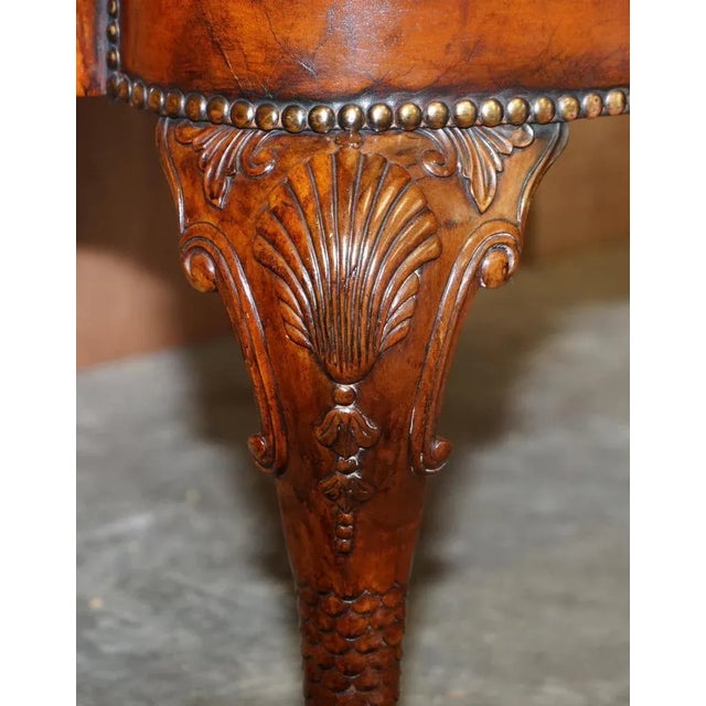 Vintage Eagle Armed Claw & Ball Feet Brown Leather Armchair For Sale - Image 10 of 18