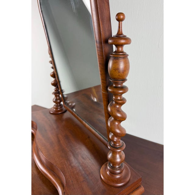 19th Century Antique Mahogany Barley Twist Tabletop Gentlemen’s Shaving / Vanity Mirror For Sale - Image 4 of 12