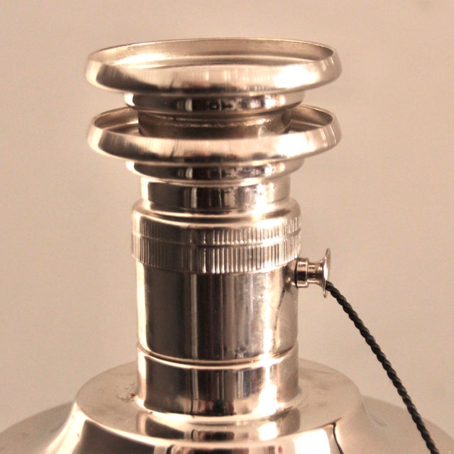 French Art Deco Table Lamp in Black Wood and Silver Metal from Mazda, 1920s For Sale - Image 12 of 16