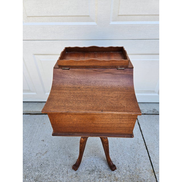 Mahogany Flip Top Side Table With Interior Storage For Sale - Image 10 of 15