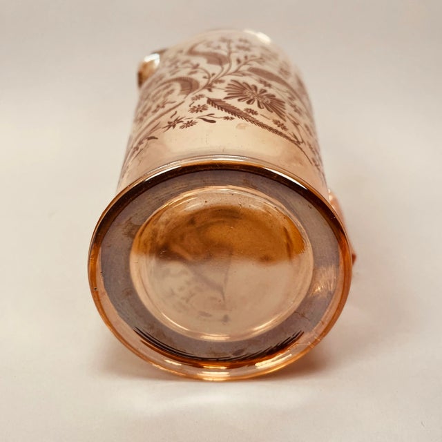 Gold Vintage Jeanette Marigold Carnival Glass Iridescent Cosmos Pitcher Set- 3 Pieces For Sale - Image 8 of 13