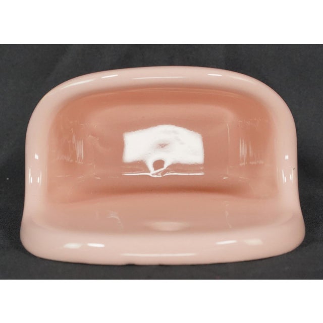 Late 20th Century Vintage European Pink Ceramic Wall Mount Soap Dish For Sale - Image 5 of 7