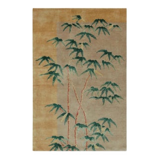 Rug & Kilim’s Chinese Art Deco Style Rug With Bamboo Floral Patterns For Sale