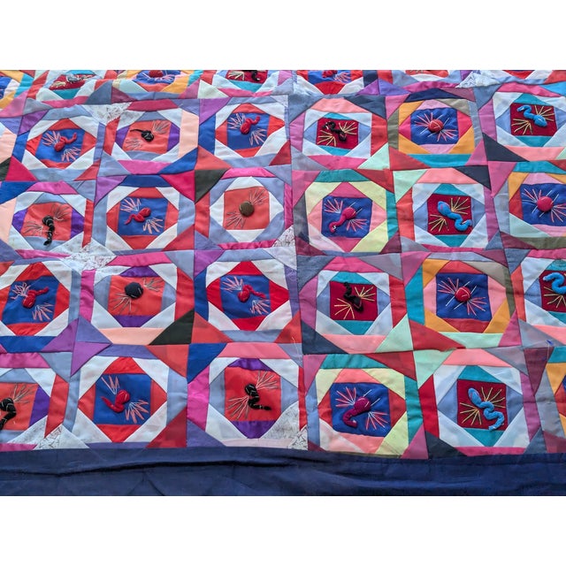 Vintage Double Sided Reversible Handmade Chinese "Bai Jia Bei" Quilt For Sale - Image 12 of 16