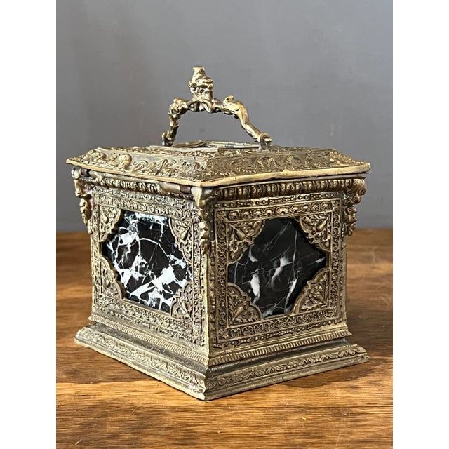 Baroque Early 1900s Ornate Baroque Bronze & Marble Casket For Sale - Image 3 of 7