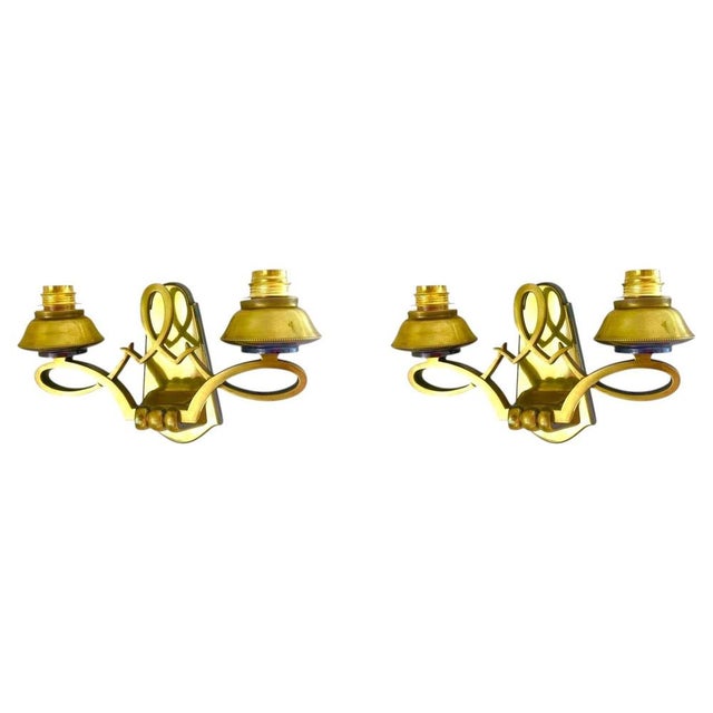 French Art Deco Bronze Wall Sconces from Liberos Paris, 1940s, Set of 2 For Sale - Image 10 of 10