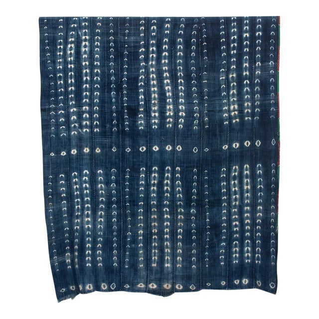 Vintage African Moss "Saria Plains" Indigo Throw For Sale