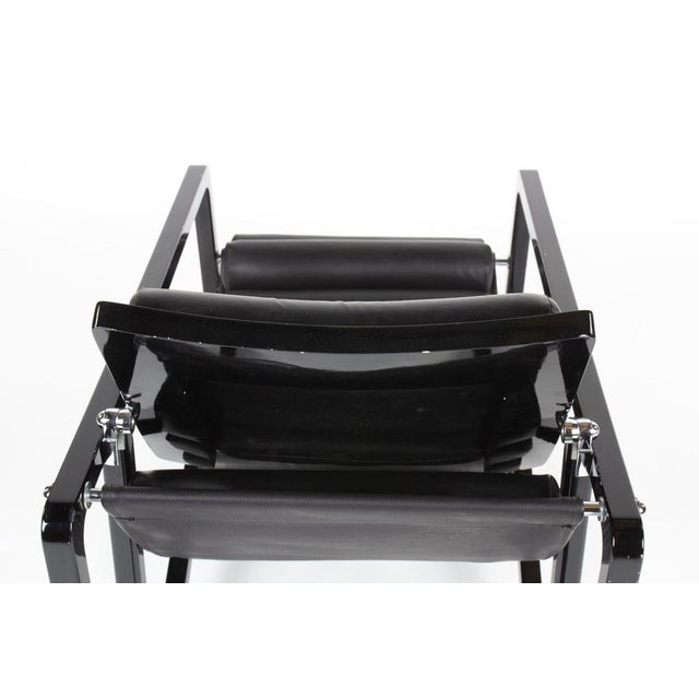 Black Transat Lounge Chair in Black Leather by Eileen Gray for Ecart International, 1980s For Sale - Image 8 of 12
