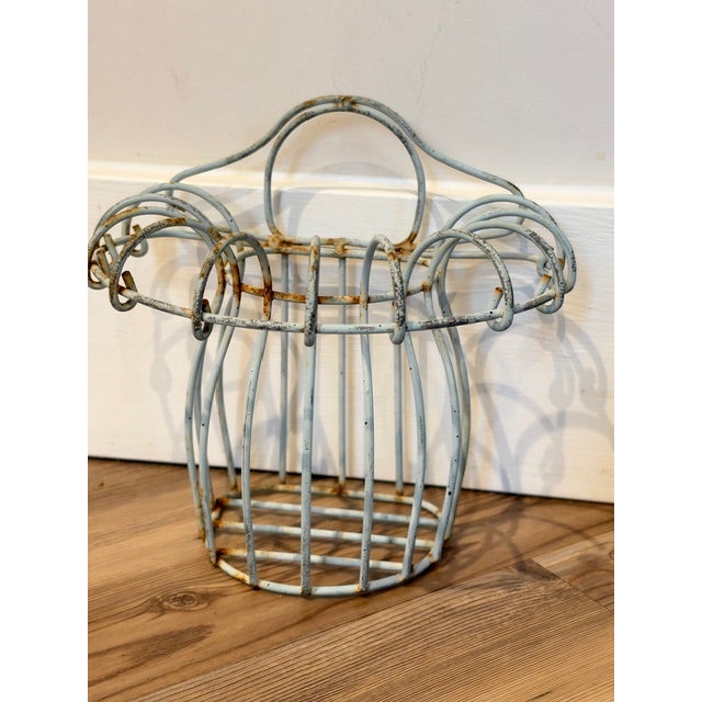 Vintage Metal Wire Wall-Mounted Planter Basket or Jardiniere For Sale - Image 4 of 7
