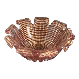 1950s Murano Zebrati Glass Bowl by Ercole Barovier For Sale