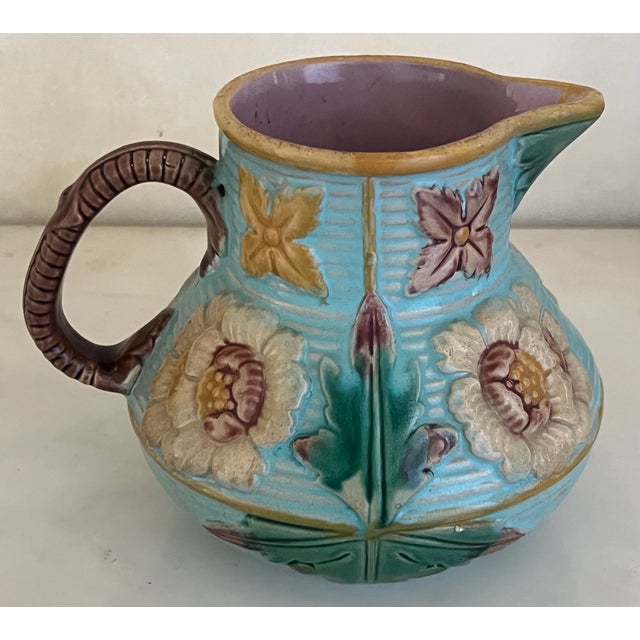 Victorian Era Majolica Pitcher, England, C. 1880's For Sale - Image 11 of 13