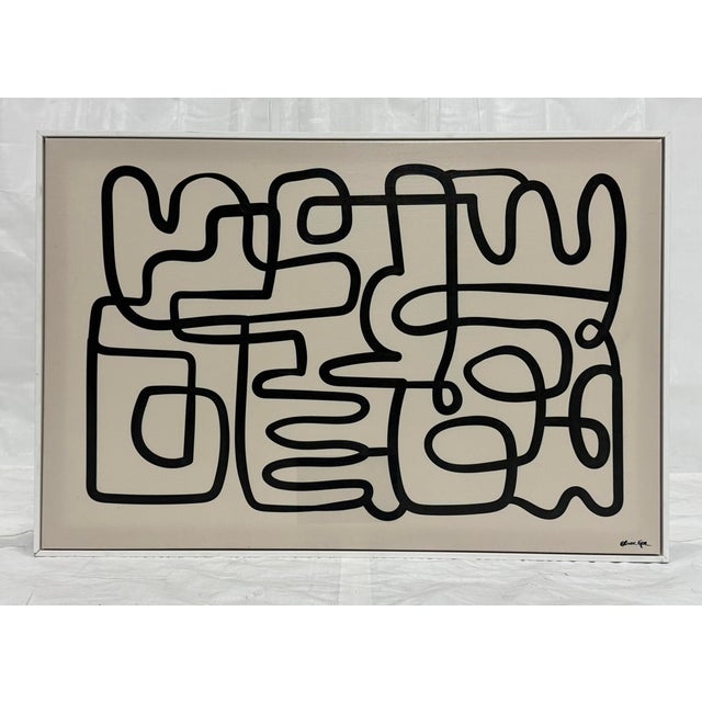 Oliver Gal Abstract Line Art Painting Framed Acrylic Canvas Miami Pop Art For Sale - Image 4 of 18