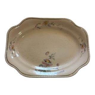 Vintage Steubenville Rose Dawn Pink Floral Rectangular Platter For Sale