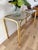 Metal Hollywood Regency Brass Console Table With Smoked Glass Top and Waterfall Edges For Sale - Image 7 of 9